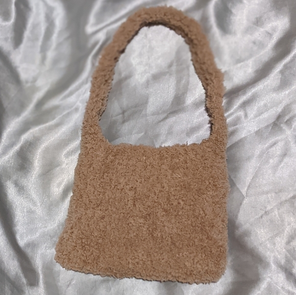 Fluffy brown crochet mini shoulder bag - Picture 2 of 3